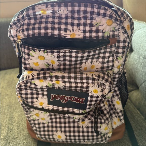Jansport Gingham Backpack with Daisy Accents - Picture 1 of 3